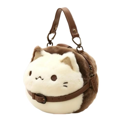 Petit sac en peluche en forme de chat – Pochette en tissu doux, sac à main motif félin, étui de transport animal mignon, fonction de maintien de rangement...