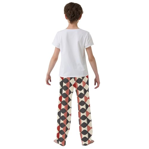 Boys' Pants Irregular Red Black Checkerboard Dots Long Bottoms Jogger Pants Elastic Waist Trousers with Pockets S-XL3
