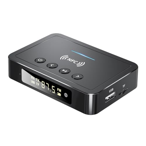 Uonlytech Receptor Pilas Recargables bateria Recargable Wireless Headset Adaptador inalámbrico carplay Adaptador para de Audio de TV Receptor de Audio inalámbrico Black