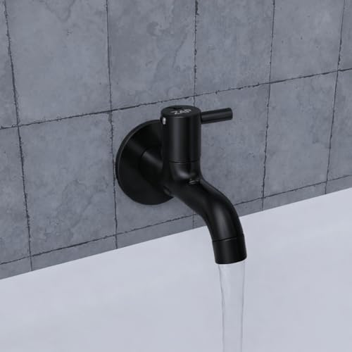 Image of ZAP Elixir Series Champagne Matte Black Brass Long Body Tap | Premium Bathroom & Kitchen Faucet | Durable, Stylish & Rust-Resistant | Modern Wall Mount Faucet
