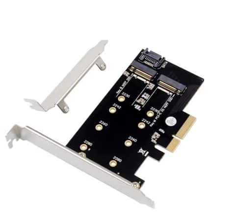 Image of Pi+(PiPlus) Dual M.2 PCIE Adapter for SATA or PCIE NVMe SSD, M.2 SSD NVME (m Key) and SATA (b Key) 2280 2260 2242 2230 to PCI-e 3.0 x 4 Host Controller Expansion Card (MKeyBkey)-NOT BOOTABLE