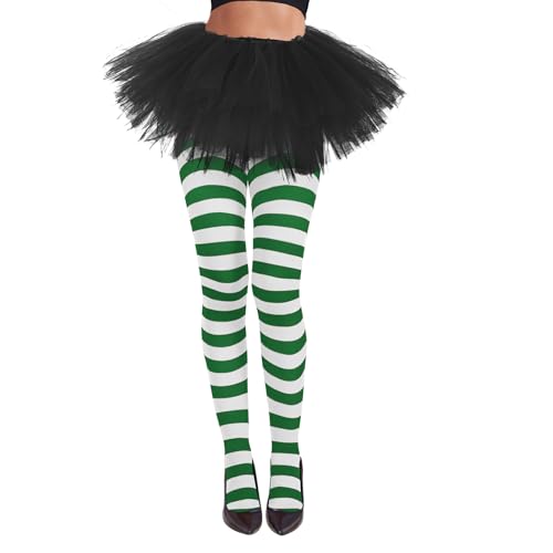 Image of American Trends Striped Tights for Women Witch Tights Halloween Costume Stretchy Pantyhose Stockings