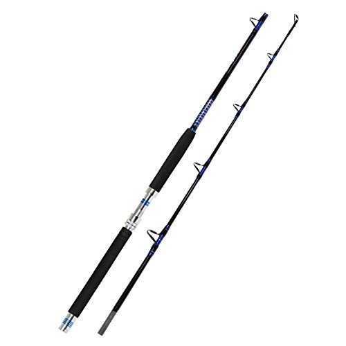Fiblink 1-Piece/ 2-Piece Saltwater Offshore Trolling Rod Big Game Rod Conventional Boat Fishing Pole (2-Piece, 8' - 30-50lbs)