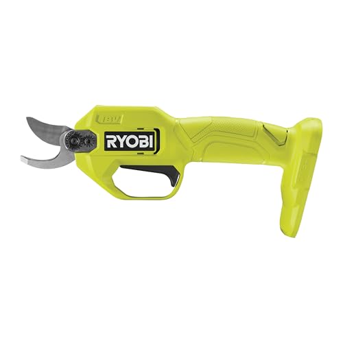 RYOBI - Podadora Inalámbrica 18V One+ 20cm, Peso 0,74kg - Capacidad de Corte 20/25 mm - Corta Tallos, Ramas y Arbustos sin Esfuerzo - hasta 1500 Cortes con Batería 1,5 Ah (No Incluida) - RY18SCA-0
