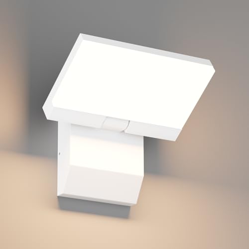 K-Bright 24W LED Applique, Lumière extérieure angle d'éclairage réglable, 3000K lumière chaude Applique, IP65 Applique Murale(Blanc)