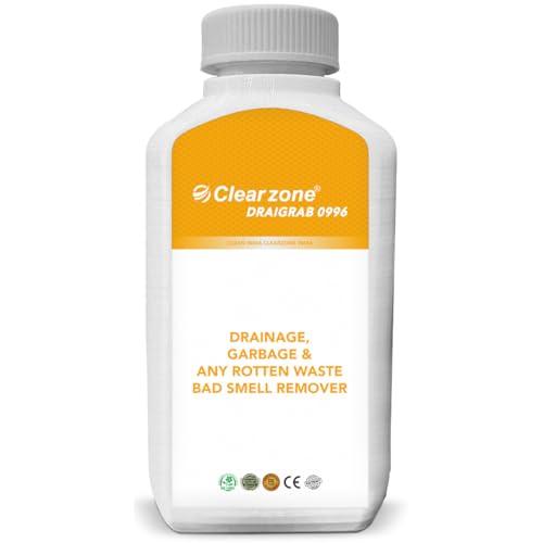 Image of Clearzone DRAIGRAB 0996 Drain Odour Cleaner & Toilet Smell Remover | Garbage Smell Eliminator for Clogged Drains, Grease, Rotten Food | Safe Formula for Kitchens, Bathrooms & Hospitals (500 ML)