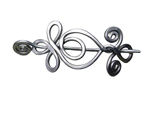 Celtic Loops and Spirals Aluminum Shawl Pin, Knitters Gift, Handmade in Oregon USA, Scarf Pin