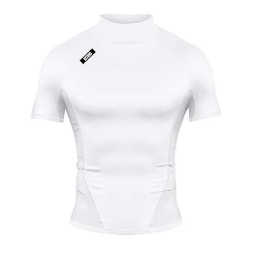 Nxtrnd Men's Turtleneck Compression T-Shirt, Short Sleeve Mock Neck