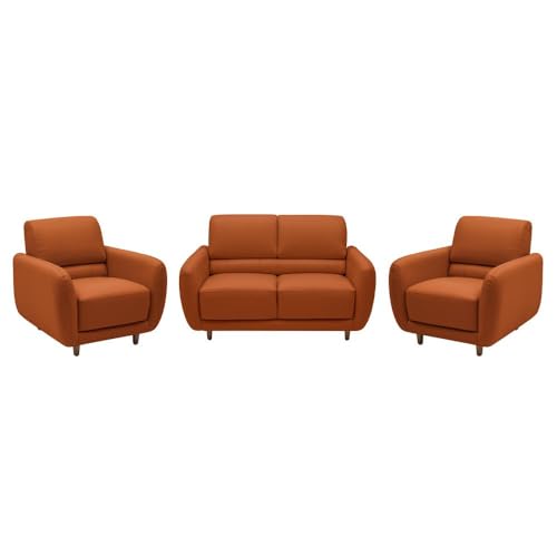 Image of Wakefit Sofa Set | 5 Year Warranty | Sofa 4 Seater, 4 Seater Sofa for Living Room, Wooden Sofa Set, Sofa Set 2+1+1 Seater - Solomon(Robin : Tan)