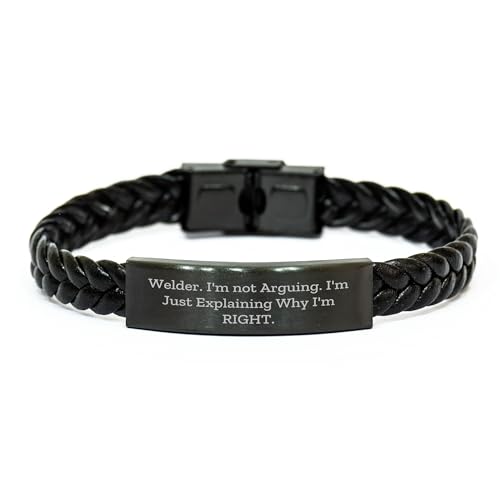Welder's Proud Braided Leather Bracelet, Gifts from Men, Gifts for Welder, Funny Quote Christmas Unique Gifts