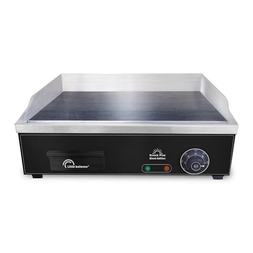 LITTLE BALANCE 8668 Snack Plus Black Edition, Plancha électrique 6-8 personnes, Plaque de cuisson acier anti-adhésive 8mm, 2900 W, Noir