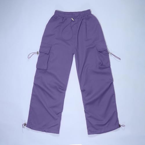 Girls Cargo Pants Casual High Waisted Drawstring Sweatpants with Pockets for Kids Loose Fit Streetwear4