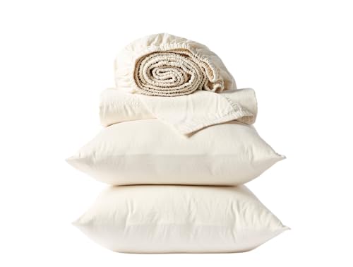 Coyuchi Classic Sateen Sheet Set Queen, Undyed, 100% GOTS...