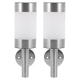 FUOYLOO Stainless Steel Solar LED Wall Lamp 2pcs Outdoor Garden Lighting Tool Waterproof Solar-Powered Wall Light for Patio Porch Fence