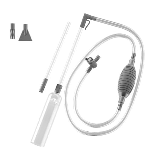 Plookyoe Aspiradora de mano para piscina con válvula, manual SpaVac con 2 adaptadores de boquilla para hierba sucia y otros desechos, color gris