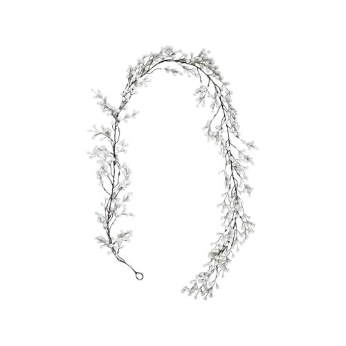 Image of Christmas Red Berry Garland, Artificial Berry Vine for Christmas Tree & Home Decor, Winter Garland for Mantle Window Door Wreath, Holiday Xmas Halloween New Year (White-195cm)