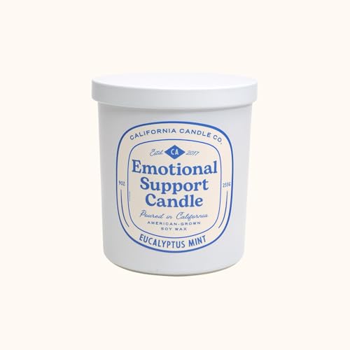 LEOBEN CO – Eucalyptus Mint Scented Candle – 9oz, Emotional Support Candle Design – 50 hr Burn Time – Poured in California Using Vegan Soy Wax and Essential Oils – Made in Small Batches