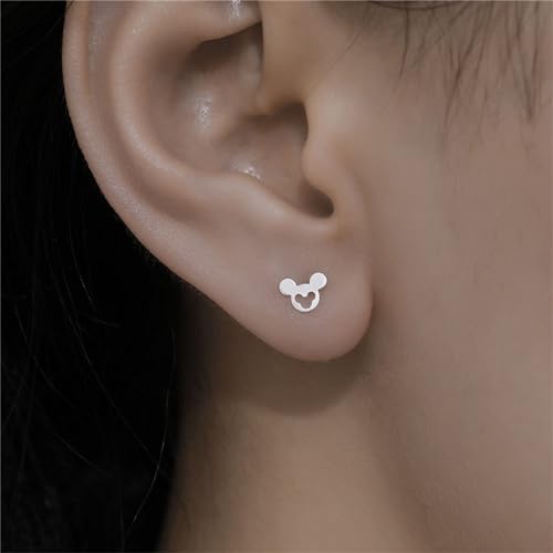 4 Pairs Stainless Steel Tiny Mouse Stud Earrings for Women hypoallergenic earring Cute Animal Mouse Silhouette Button Stud Post Earrings Birthday Gifts2