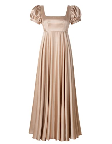 Vestidos Regency para mujer, vestido Bridgerton, vestido de baile Jane Austen, cintura imperio, Champán, 16