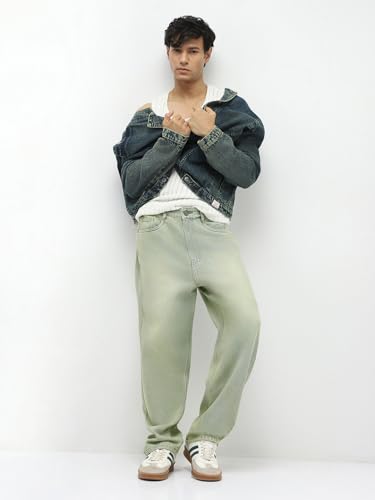 Image of Urbano Fashion Men's Loose Baggy Fit Heavy Washed Jeans Non-Stretchable