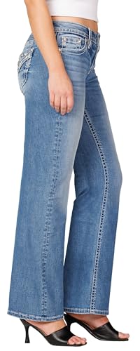 Miss Me Women's Exposed Paisley Faux Flap Pockets High-Rise Wide Leg Jeans3