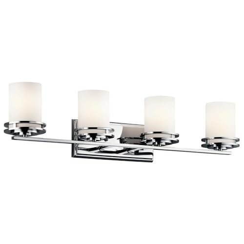 Image of Kichler Hendrik 33.75 inch 4 Light Vanity Light with Satin Etched Cased Opal Chrome
