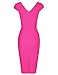 MUXXN Women's Vintage Midi Short Sleeve V Neck Bodycon Business Wear to Work Office Sheath Pencil Dress Hot Pink S