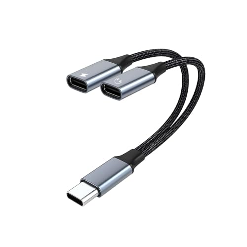 KUKUMA 2025年モデル usb c 二股ケーブル イヤホン 変換 タイプc オーディオ + PD60W 急速充電 2in1 Type-C 分岐ケーブル タイプc 変換 アダプタ 充電しながら 通話 音楽 音量調節 i-Phone16/15シリーズ/