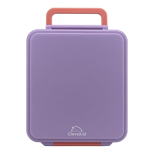 Image of Bento Mega Lunch Box, carrying handle - 4 No-Mix Compartments | Microwave & Dishwasher Safe | for Adult, Preschool, School 1600ML, OZ (Purple Light)