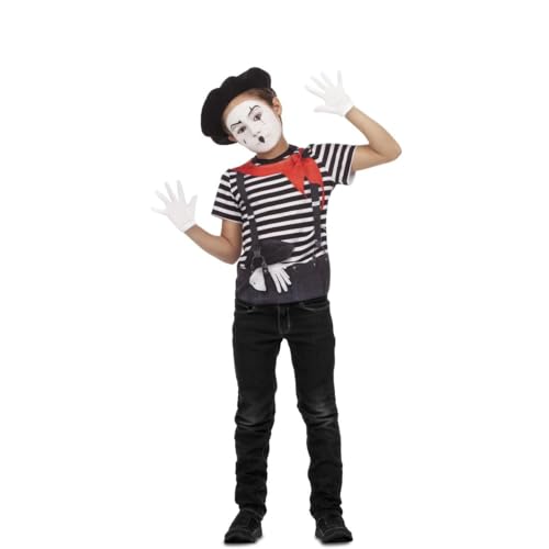 My Other Me   Disfraz de Mimo con camiseta estampada negra y roja unisex talla 2 4 años. Perfecto para fiestas de carnaval y teatro