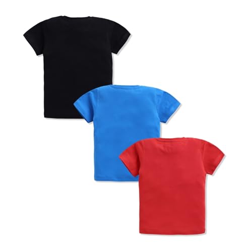 Image of Amazon Brand - Jam & Honey Boys Half Sleeve Graphic Printed T-Shirt | Round Neck | Regular Fit | Cartoon Characters (Available from 4-8 Years) (Pack of 3)