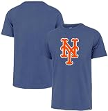 47 Brand MLB Men's Team Color Imprint Primary Logo Short Sleeve Baseball T-Shirt - New York Mets - Blue - Large