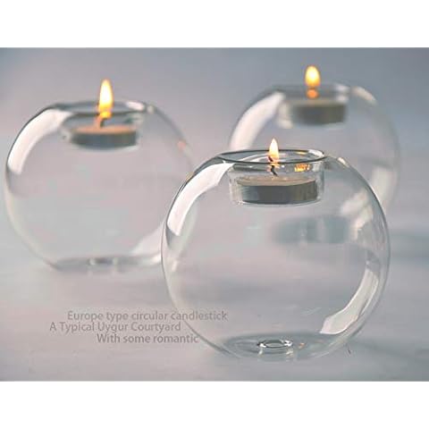 FGF-EU Tealight Holder Classic Glass Candle Candlestick Candle Holder Holiday Decoration for Wedding Dining Coffee Table Party Decor- 1 Pcs Cover