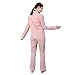 OCCIENTEC Damen Schlafanzug Lang mit Knopfleiste Bequeme Baumwolle Zweiteiliger Pyjama Damen Set Einfarbige Langarm Winter Weich Hausanzug Pjs Set für Frauen Rosa,L