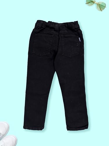 Image of KiddoPanti Boys Regular Fit Denim Pant | Stretch Poly Cotton Denim | Regular Fit Full Length Pant | Back Elasticated & Button with Zip Open Fly