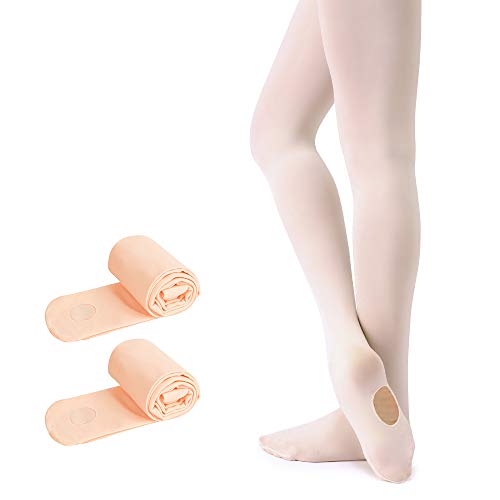 Soudittur Medias Convertibles de Ballet Danza Para Niñas y Mujer 90 DEN en Rosa 2 Pares, M (6-10 años, Altura: 125-140 cm)