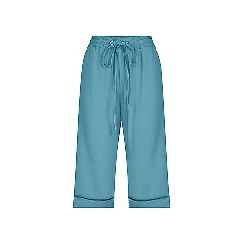 NREALY Linen Capris for Women Drawstring Linen Pants Women Capris Pants for Women Cropped Pants for Women2