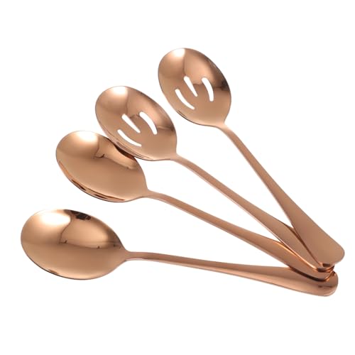 NAMOARLY 4-pc Stainless Steel Serving Set Includes Spoon Colander Salad Spoon for Public Use Safe for Dinner Parties