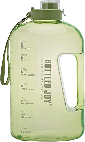 Image of Plastic 2.5 Liter Motivational Sports Gym Bottle Daily Water Intake With Time Markings Bpa-Free. Leak Proof For Adults For Gym, Travel And Office(Green)