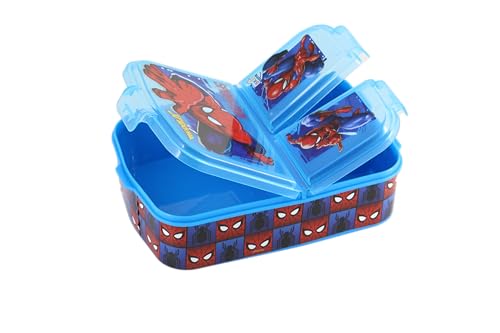 Image of SKi Homeware Trio 3 Compartment Bento Lunch /Snack Box + Sipper Bottle Combo |for Kids' School, Picnic, Sports | for Return Gifts or Party Favours- Spidrman