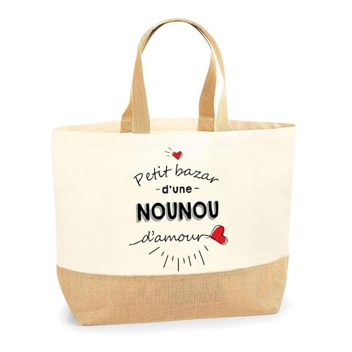 Sac nounou d'amour une idée cadeau grand cabas de plage en coton