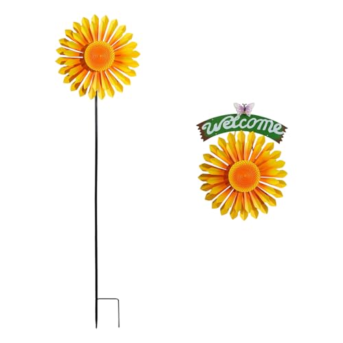 Molinillo de viento con estaca para decoración de jardín y esculturas 2