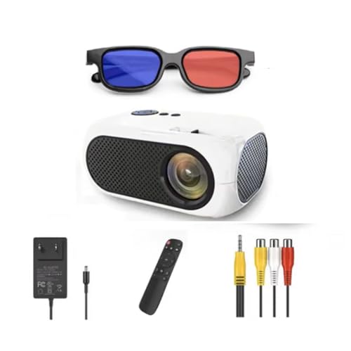 Home Theater M24 Mini Projector Supports 1080P Decoding Built-in Audio LED Projector for Smartphone Notebook 3D Glasses As Gift (White)