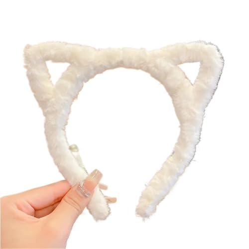 UYFRD Serre-tête Lolita en peluche avec oreilles de chat pour filles - Serre-tête en fourrure de dessin animé pour femme - Cosplay - Accessoires pour cheveux coréens (blanc)