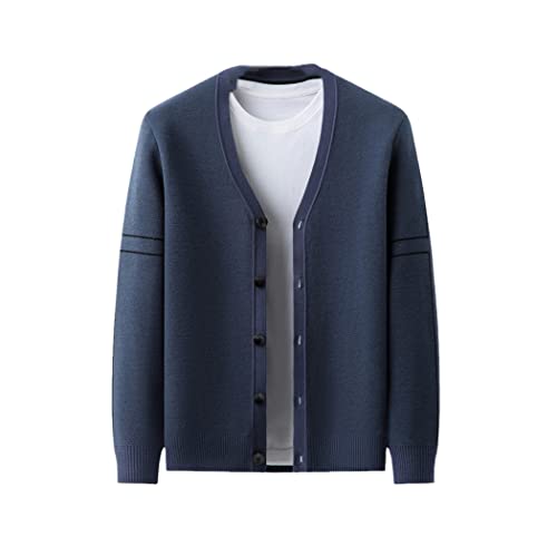 Cardigan homme bleu XXL tricot chaud manches longues hiver