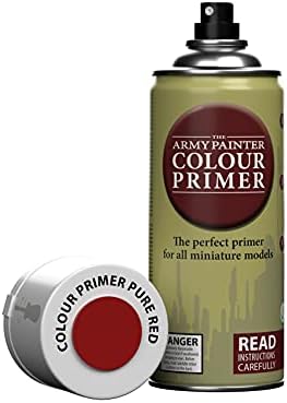 The Army Painter Colour Primer Pure Red, 400 mL Acrylic Spray Primer, Spray Paint Basecoat for Miniature Priming, Tabletop Roleplaying, Boardgames, and Wargames Miniature Modelling