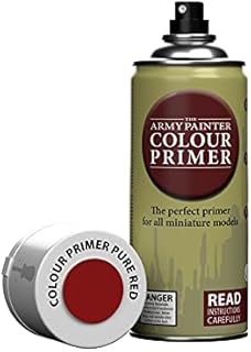 The Army Painter Colour Primer Pure Red, 400 mL Acrylic Spray Primer, Spray Paint Basecoat for Miniature Priming, Tabletop Roleplaying, Boardgames, and Wargames Miniature Modelling