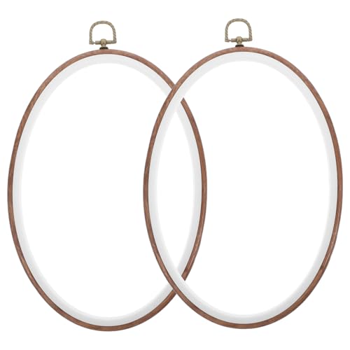 Operitacx Bastidor Ovalado Para Bordar De Plástico Imitación Madera 19x27,5 Cm 2 Piezas Para Manualidades Bordado Diy Decoración Hogar Obsequio