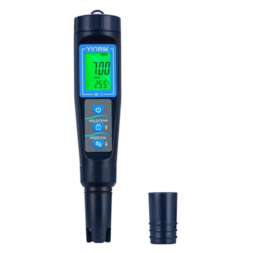 Medidor de pH y salinidad, Medidor de Sal para Piscina de Agua Salada, 5 en 1 Monitor de pH Sal TDS EC Temp, Medidor TDS de Agua Potable, Detector de pH PPM Conductividad para Hidropónico Acuario Koi