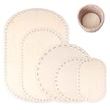 Jyongrmy 5 Stück Korbboden zum Häkeln, 10/15/20/25/30 cm Naturholzkorbboden Korbboden aus Holz, Oval/Rund Holzboden für Häkelkorb für DIY-Handtaschen, Korbflechten, Bastelarbeiten, Wohnraumdekoration